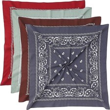 100 Cotton 27" X 27" Large Bandanas For Men  Women Red/Gray/Brown/Sage Green