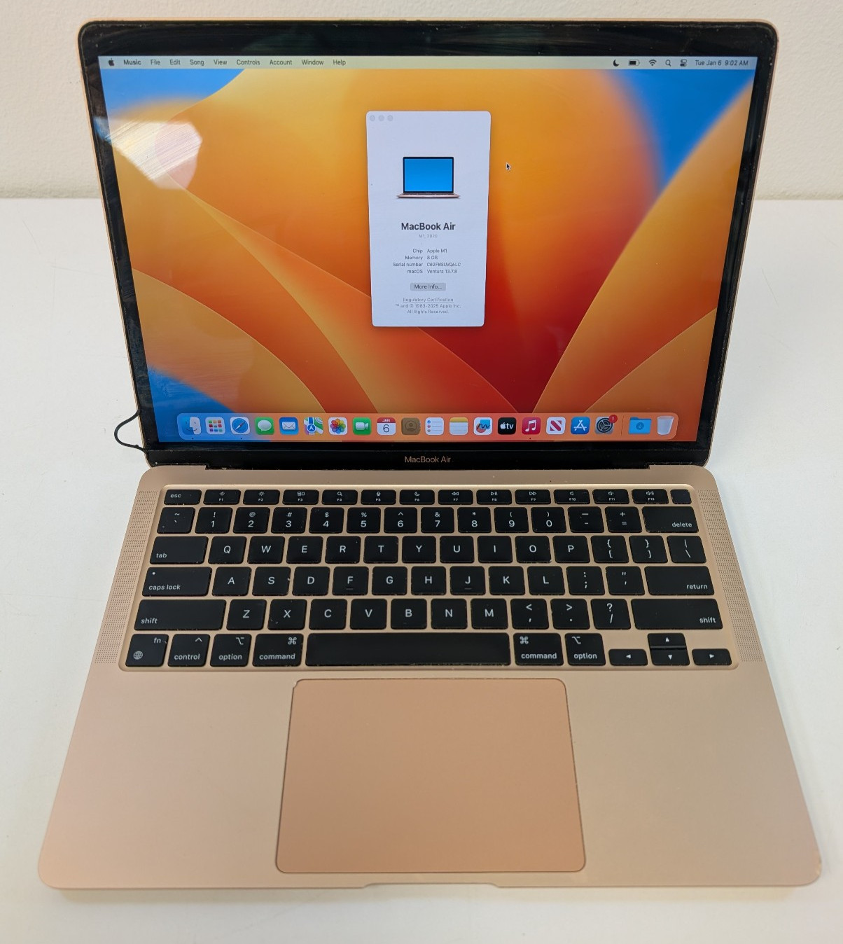 MacBook Air (2020) 13.3 Apple M1 @ 3.2GHz 8GB RAM 256GB SSD A2337 Rose Gold. Available Now for $275.00