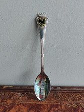 Antique Tea Spoon Stamped 800 Silver Crown Aarhen Crest & Image of Kurhaus C1900