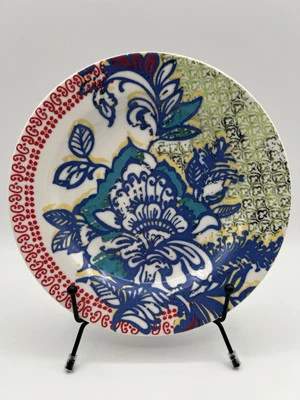 "Plato de ensalada de postre con patrón floral y cachemir Anthropologie 8"" estilo boho" - Imagen 1 de 4