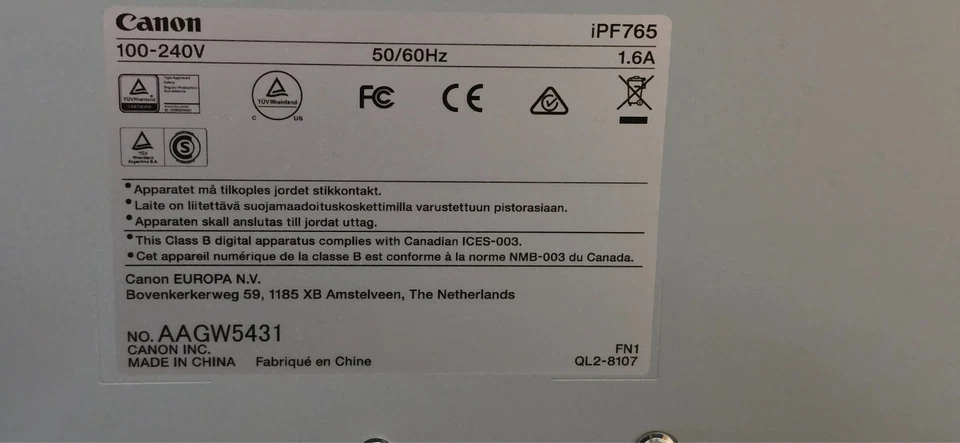 Canon Imageprograf Ipf765 Large Format Inkjet Printer with stand and scanner - Image 4 of 4