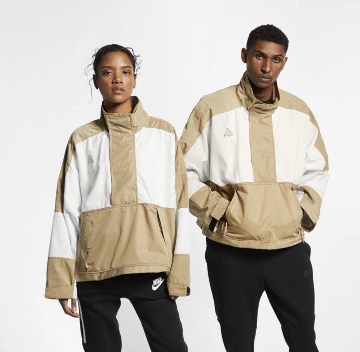 極美品XL NIKE ACG WOVEN HOOD ANORAK JACKET Nike ACG Half Zip Anorak Jacket White & Tan Unisex Size