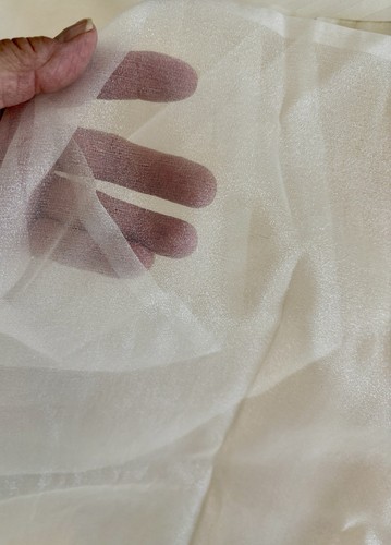 Asstd Fabric Lot Sheer Organza, Ivory & Lt Blush Pink, Dk Gold Satin, Interfacin - Picture 6 of 11