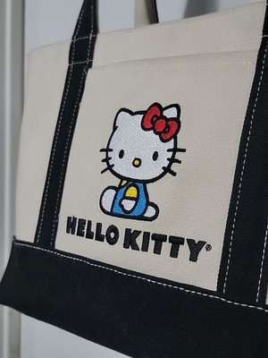 BAGGU×HELLO KITTY FRIENDS EMBROIDERED LOGO HEAVY CANVAS SHOULDER BOAT TOTE BAG 