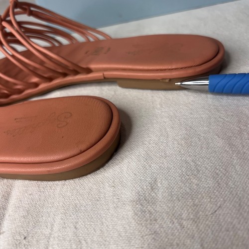 Seychelles-Lulus Size 9 Coral Leather Knotted Strap Slip-On Sandals Comfort - Picture 10 of 17