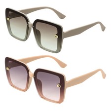 2pcs Sunglasses for Women Men, PC Fashion Sunglasses, Khaki  Pink