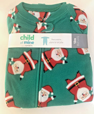 Carter's Child of Mine Christmas Santa Footed Fleece Pajamas 12 month NEW