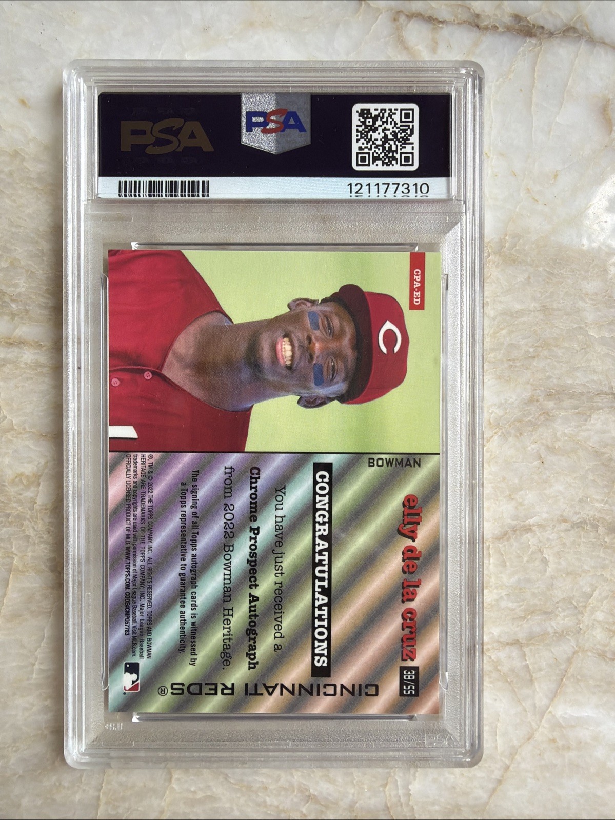 🔥ELLY DE LA CRUZ PSA 10 RC🔥2022 Bowman Heritage - Chrome Prospect Autographs view 2