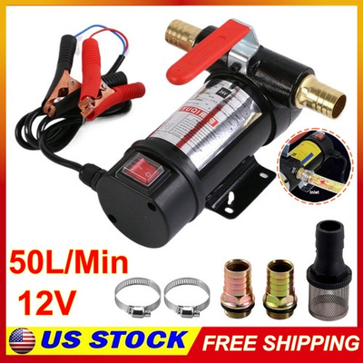 #ad 50L min Electric Fuel Pump 12V Diesel Transfer Pump Kerosene Oil Extractor New $37.99