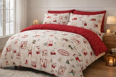 Sale! Multi Coloured Brushed Cotton Duvet Set Double with pillowcases