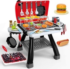 Kids Play Kitchen Toys, Kids BBQ Grill Kitchen Playset with Smoke, Sound  Light