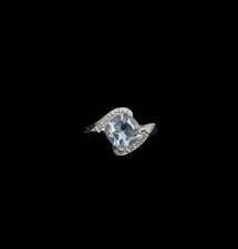 Platinum Over 925,Silver Swiss Blue Topaz With CZ  s Ring - 2.54 CTW - Size 6