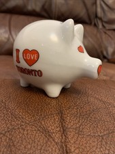 Vintage I Love Toronto Piggy Bank White With Red Hearts