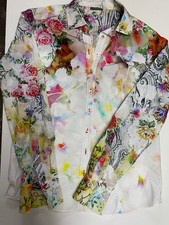 eterna Damen Bluse Gr. 38 Weiß Bunt Blumen P...