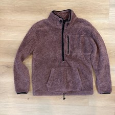 PINK Victoria's Secret Mauve Faux-Fur Half-Zip Fleece Pullover Jacket Size Small