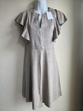 Mango Faux Suede Taupe Beige Tea Sheath Dress A Line Work Smart Elegant XS 6