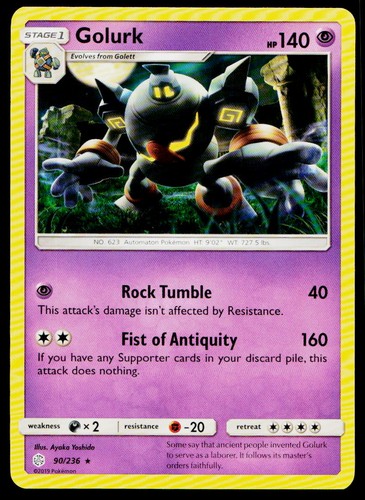 Golurk 90/236 Rare Cosmic Eclipse Pokemon Near Mint