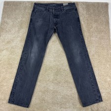 Diesel Darron Jeans Mens 36x32 Black Denim 0833X wash fade Italy slim tapered