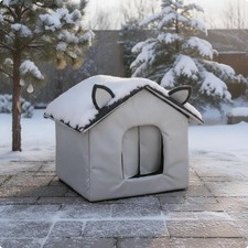 Cat-Ear Pet House with Entrance Flap Weatherproof for Balcony, Small Cats