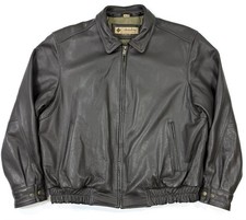 Vintage Columbia Mens Leather Bomber Jacket Full Zip Size XL Streetwear Brown