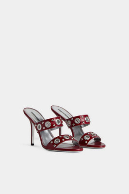 DSQUARED2 Gothic Pantoletten Sandalen rot Leder High Heel Open Toe Gr. 40 / UK 7