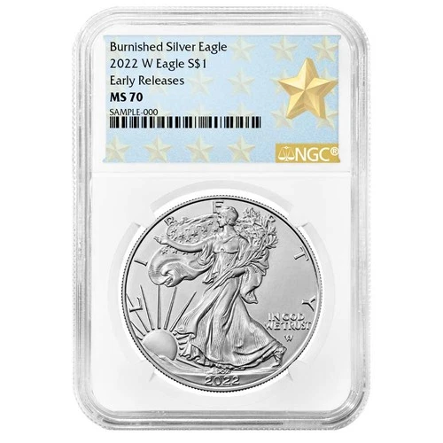 2022-W Burnished $1 American Silver Eagle NGC MS70 ER West Point Star Label
