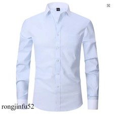 Men's Dress Shirts French Cuff White Collar Formal Business Camisas Slim Shirts