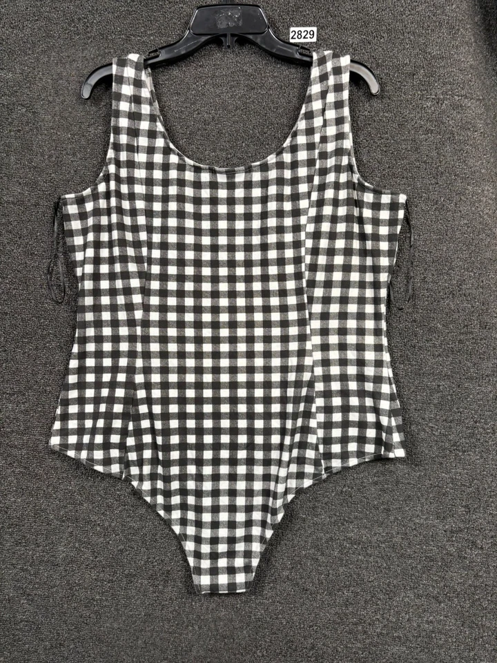 Body Glamour X Lane Bryant Shepherd a cuadros para mujer talla 18/20 blanco negro Foto 2 de 4