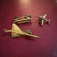 3 RAF Gold Toned Airplane Tie Pins Concorde #4
