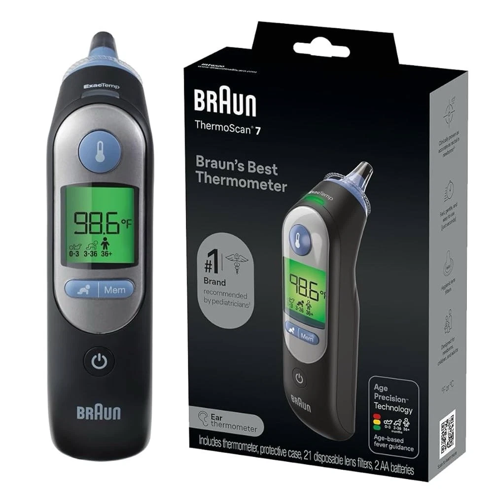 NEW Braun Thermoscan 7 Ear Thermometer 2 AA Batteries 21 Lens Filters
Opens in a new window or tab