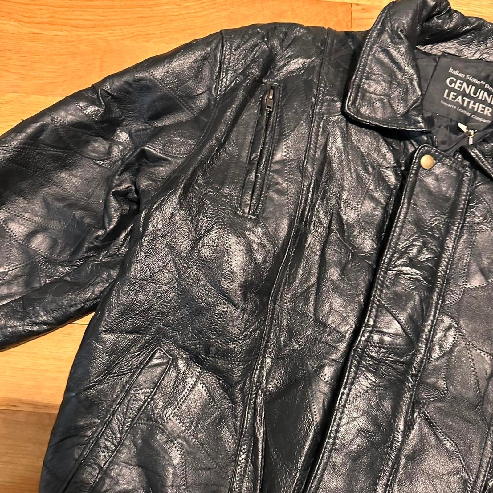 Indian Stone Design Black Leather Patchwork vinta… - image 6