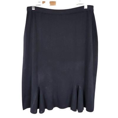 Ming Yang Skirt XL Black Flounce Hem Straight Acrylic Knit Pull On Elastic Waist