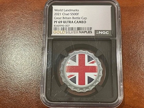 2021 Chad S500F Great Britain Bottle Cap - NGC PF69 Ultra Cameo