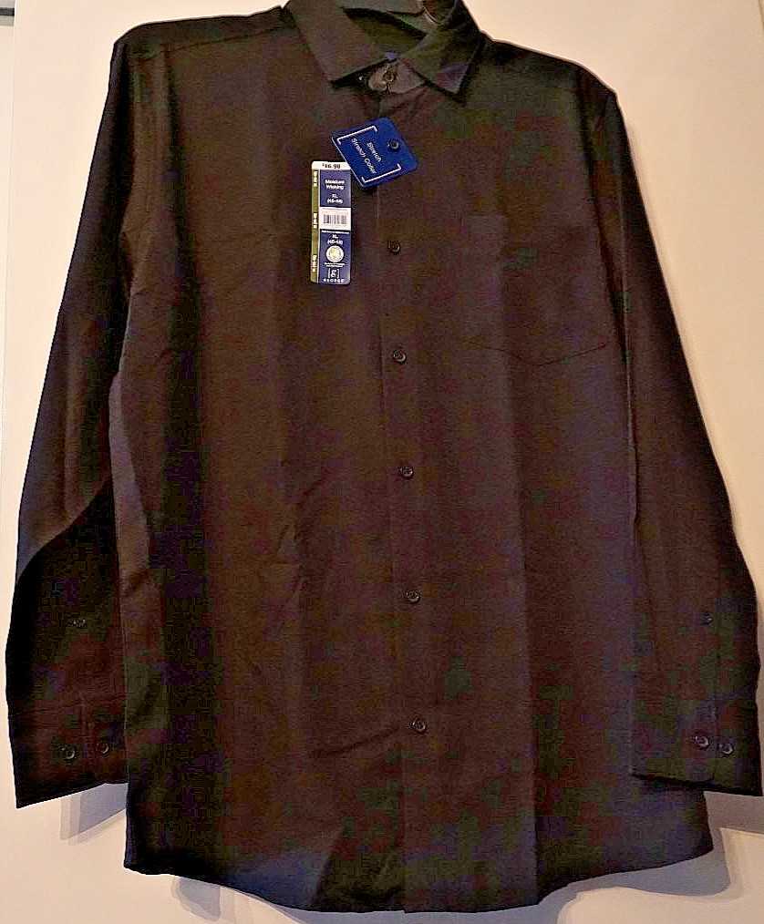 NWT George Men’s Modern Fit XL Performance Dress Shirt Rich Black Long Sleeve