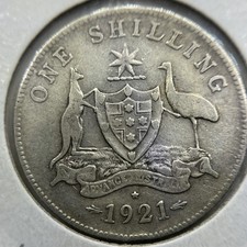 1921 Star Shilling Coin - good Fine - Key Date George V Silver Predecimal