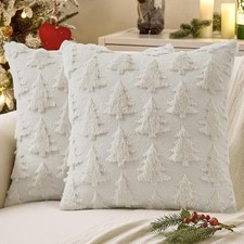 Christmas Throw Pillow Covers Christmas 20" x 20" Pack of 2 2 Cream White