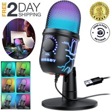 Microfono USB Con Luces RGB Para Podcast Streaming PC Gamer Grabar En Estudio