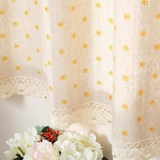 Window Curtain 52 Inch Length 1 Piece Cafe Curtain Tier Linen Textured Semi S...