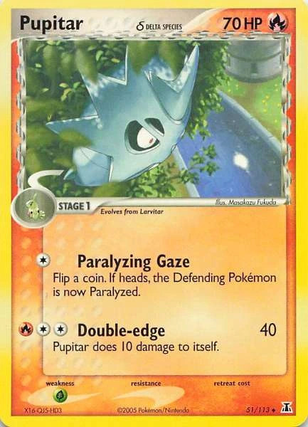 Pupitar 51/113 EX Delta Species Uncommon LP Pokemon TCG