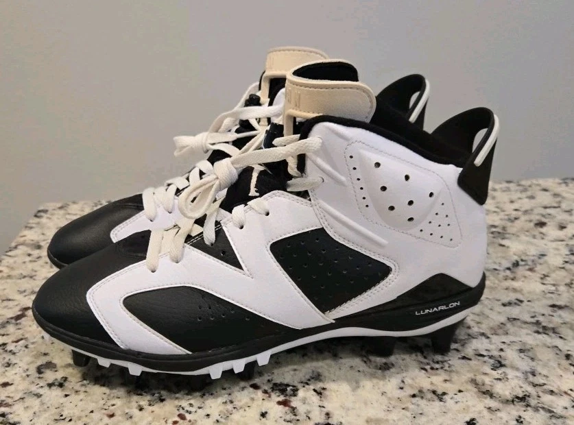 Chuteiras de futebol masculinas retrô Air Jordan 6 Oreo preto/branco tamanho 10.5 (645419-110) - Imagem 4 de 4