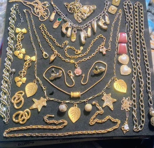 VTG Mix Gold Toned Charm Costume Jewelry Some Signed Coro Gio Christopher Radko