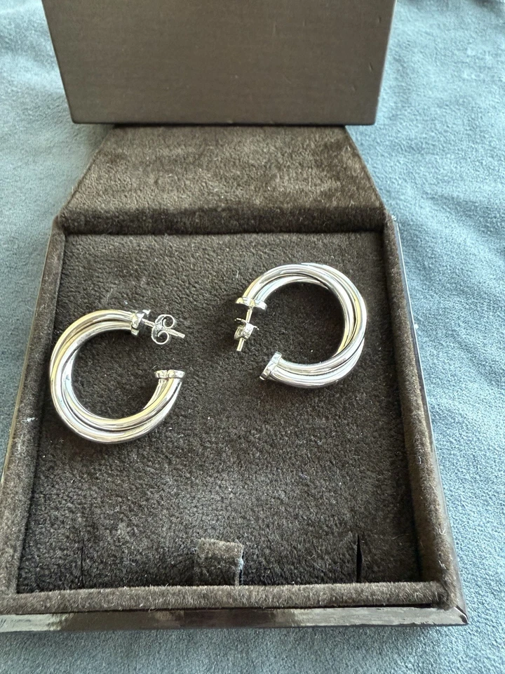 Pendientes de aro Roberto Coin oro blanco 18k usados auténticos Foto 3 de 4