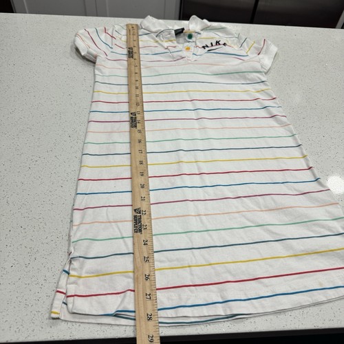 NIKE OLDER KIDS GIRLS Shirt DRESS Rainbow Polo Medium Play Condition White g - Picture 11 of 12