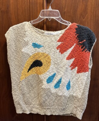 Vintage Segue Woman Boho Knitted Short Sleeve Sweater Top 40