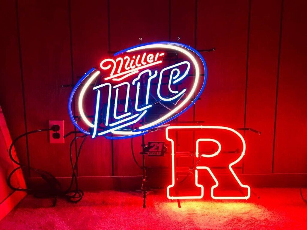 Rutgers Scarlet Knights Lite Beer Neon Sign Light 24x20 Beer Bar