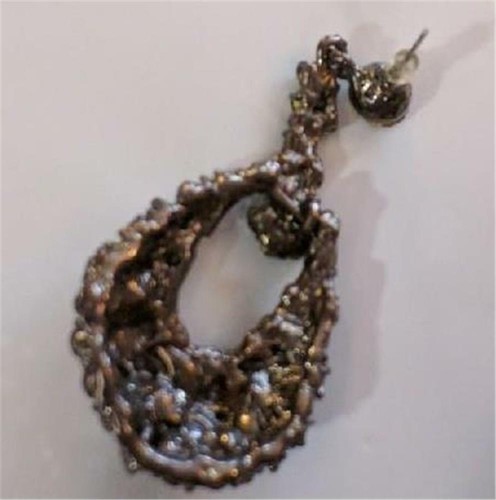 Smoky Crystal Rhinestone Teardrop Shaped Earrings HUGE Bling PARTY Time Glamazon - Picture 3 of 3