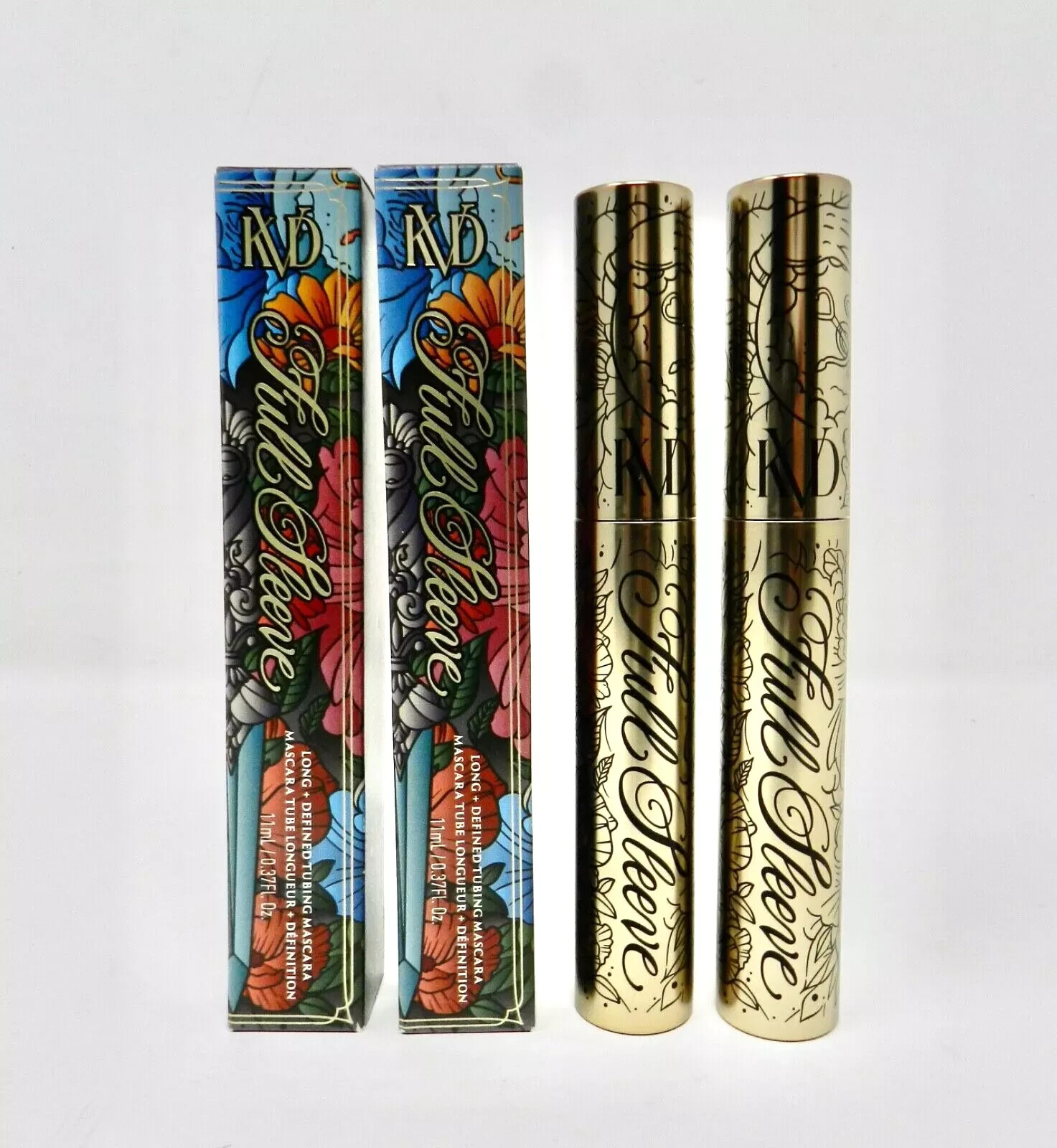 KVD Full Sleeve Long Defining Tubing Mascara Ink Black 0.37oz FULL SIZE Set Of 2