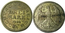 elf Germany Weimar Republic 3 Mark 1924 A