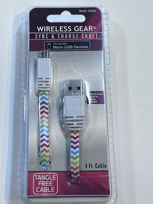Wireless Gear Sync & Charge Cables 4ft For Use with Micro USB Devices