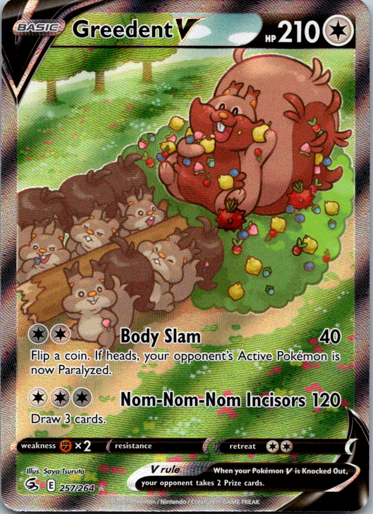 Greedent V Alt Art 257/264 Ultra Rare Fusion Strike Pokemon TCG Card Near Mint